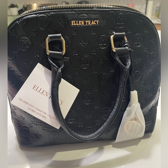 NWT- Ellen Tracy Signature Dome Crossbody Satchel-BLACK - Picture 3 of 15